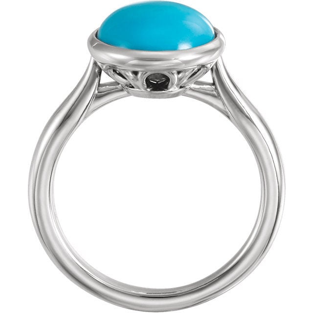 Oval Cabochon Ring Mounting: 14k Gold or Sterling Silver Setting