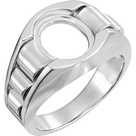 Sterling Silver Oval Men's Ring Mounting (12x10mm)