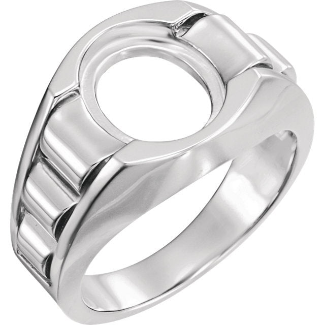 Sterling Silver Oval Men's Ring Mounting (12x10mm)