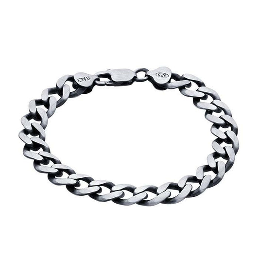 Men's Sterling Silver Gunmetal 9.3mm Diamond-Cut Curb Chain Bracelet