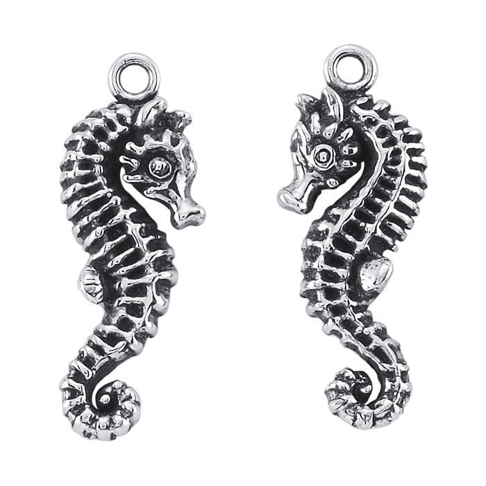 Sterling Silver Seahorse Facing Pair Component