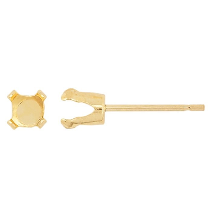 14K Yellow Gold Round Snap-Set Earring Mounting (Pairs)