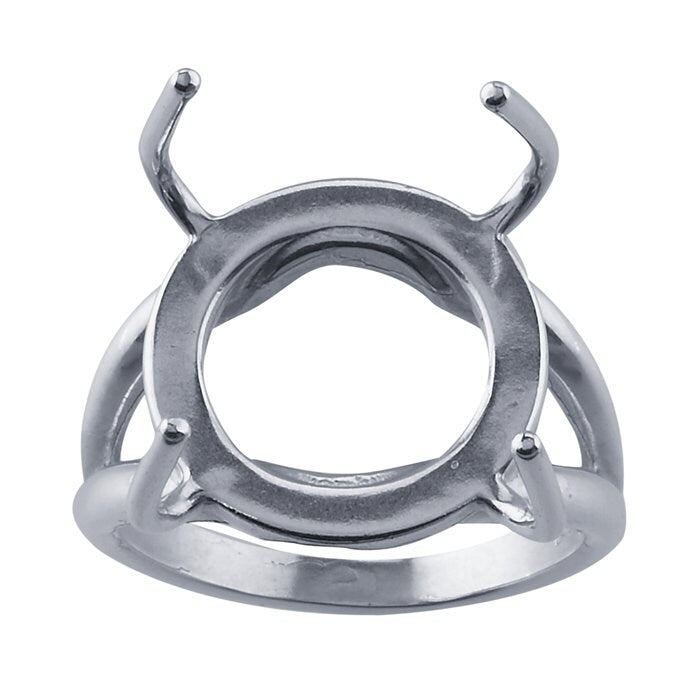 Sterling Silver Split Shank Ring Mounting: 12 x 10mm Freeform Setting