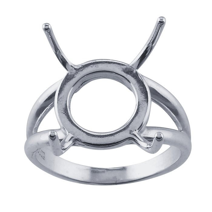 Sterling Silver Split Shank Ring Mounting: 12 x 10mm Freeform Setting