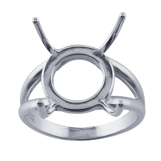 Sterling Silver Split Shank Ring Mounting: 12 x 10mm Freeform Setting
