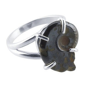 Sterling Silver Split Shank Ring Mounting: 12 x 10mm Freeform Setting