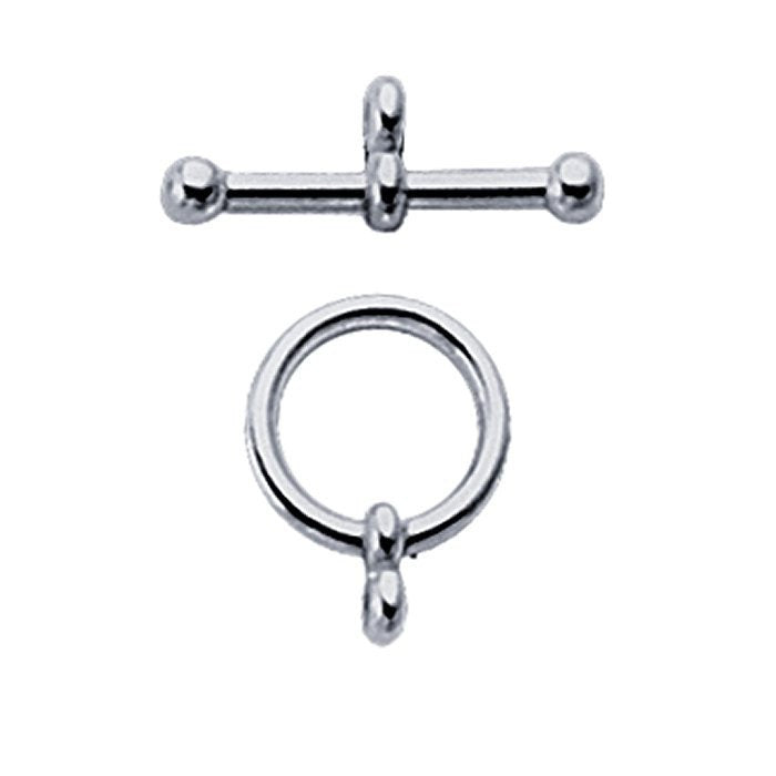 Sterling Silver Ball-End Toggle Clasp, 14.8mm or 12.7mm