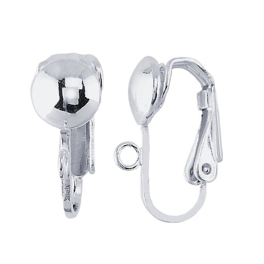 Sterling Silver Clip Earring with Ball and Ring