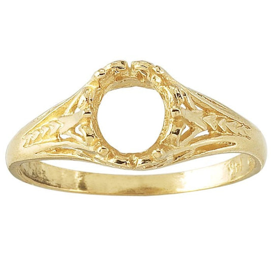 Oval Ring Mounting in 14K Yellow Gold or 925 Sterling Silver