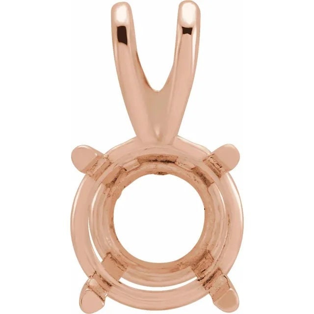 Round pre-notched basket solitaire pendant mounting, in 925 Sterling Silver or 14k Gold,  choose your size and gold metal.