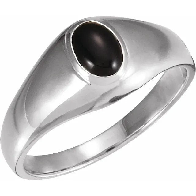 Sterling Silver Men's Ring, Oval 7x5 Bezel Mounting