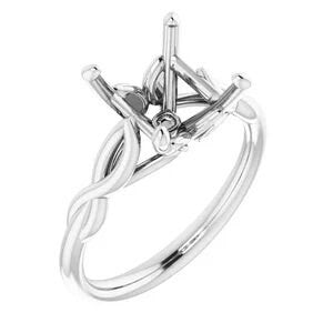 Sterling Silver 7 mm Square Solitaire Engagement Ring Mounting, custom-built for your gemstone