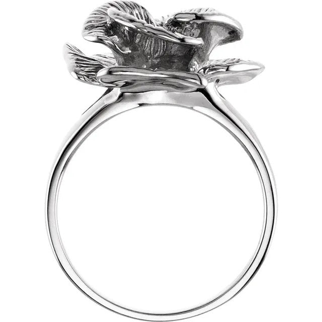 Floral Pearl Ring Mounting: Sterling Silver or 14k Gold, Size 7