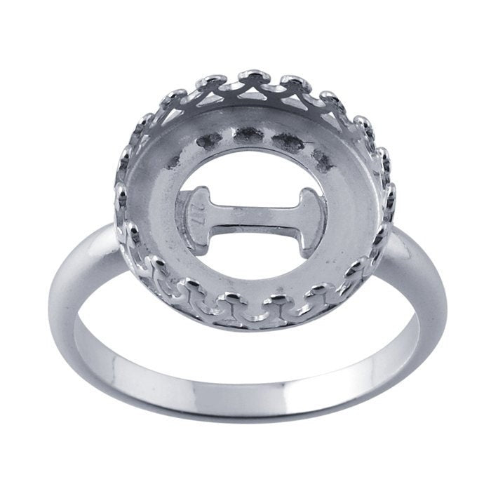 Sterling Silver  Round Gallery Wire Bezel Ring Mounting,