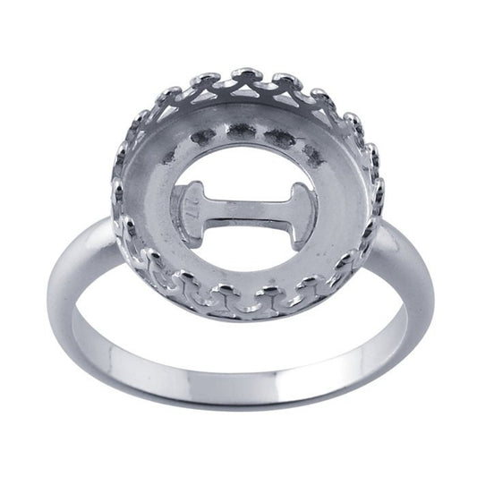 Sterling Silver  Round Gallery Wire Bezel Ring Mounting,