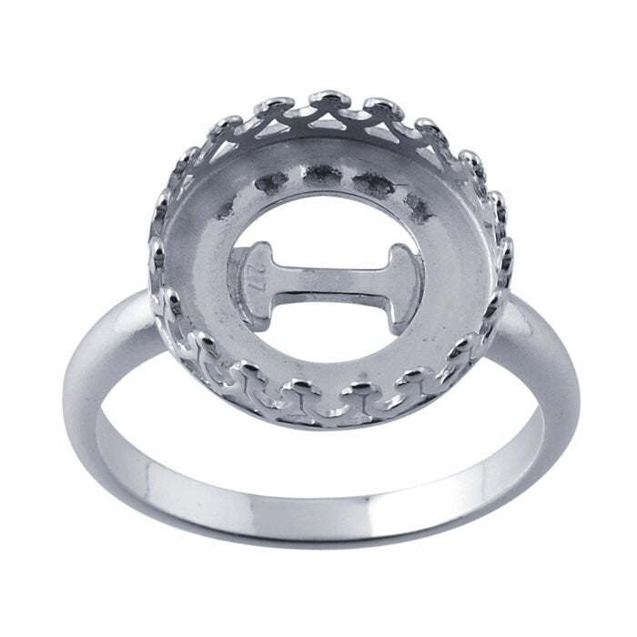 Sterling Silver  Round Gallery Wire Bezel Ring Mounting,