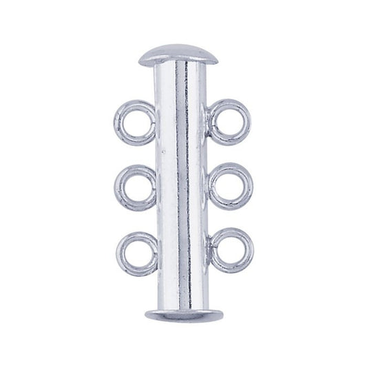 Sterling Silver Strand Tube Slide Clasp, choose 2 or 3 strands