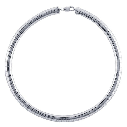Sterling Silver Flat Omega Round Neck Chain, choose your size