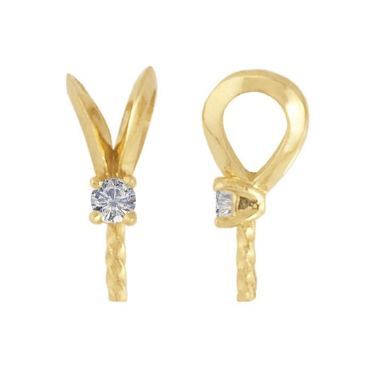 14K Gold Diamond Rabbit Ear Pendant Bail: Pearl Mounting