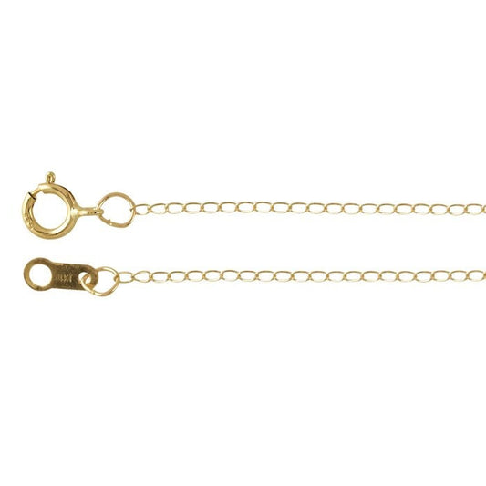 14K Yellow Gold 0.9mm Curb Chain in 16 or 18inch, chains per inch,
