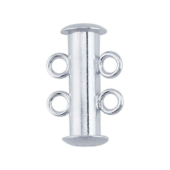 Sterling Silver Strand Tube Slide Clasp, choose 2 or 3 strands