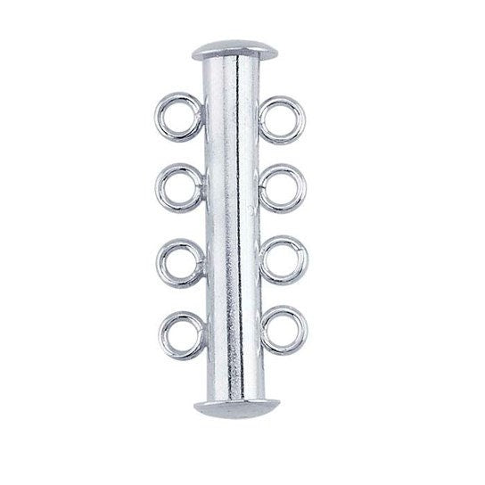 Sterling Silver Strand Tube Slide Clasp, choose 2 or 3 strands