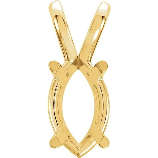 14k Gold Marquise 4-Prong Pendant Mounting: Sterling Silver Basket Setting