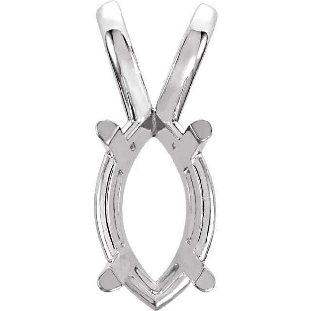 14k Gold Marquise 4-Prong Pendant Mounting: Sterling Silver Basket Setting