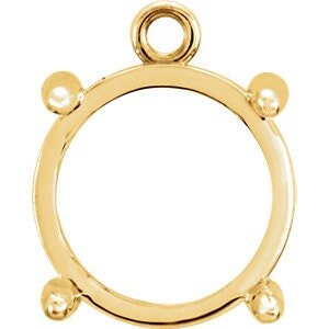 14k Gold Round Cabochon Dangle Setting, DIY Jewelry Supplies, different sizes available