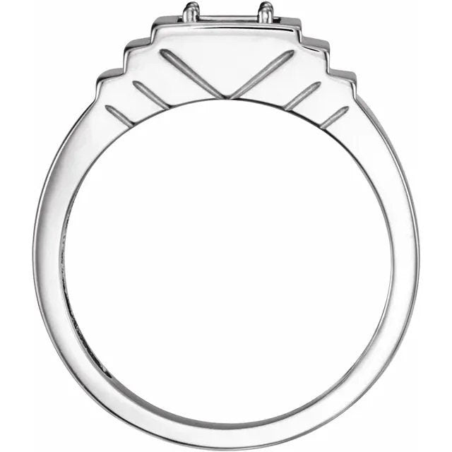 Men's Solitaire Ring Mounting: 6mm Round, Sterling Silver or Gold