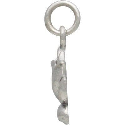 Sterling Silver Textured Blooming Lotus Charm 16x10mm