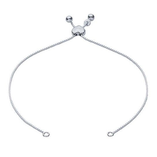Sterling Silver 1mm Box Chain Bracelet Component, Adjustable