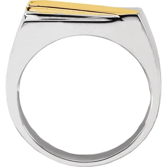 Sterling Silver & 14K Yellow Men's Ring, may be sized to a custom size