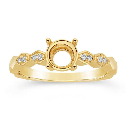 Semi-Mount Engagement Ring Mounting, 14K Yellow Gold 6.5mm Round