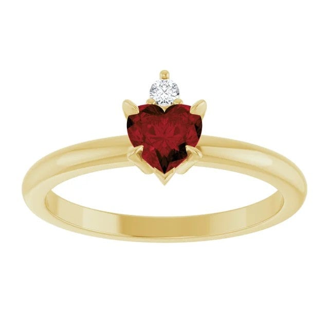 14K Yellow Natural Mozambique Garnet & .03 CT Natural Diamond Ring