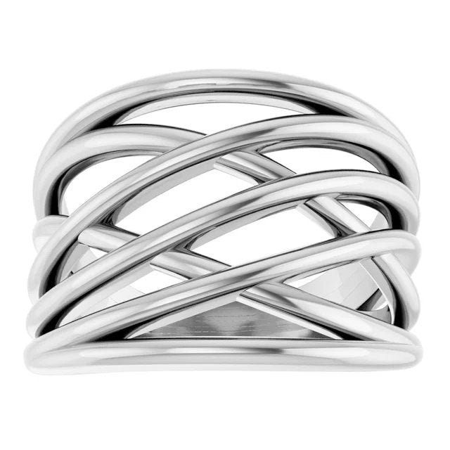Sterling Silver Criss-Cross Statement Ring