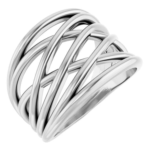 Sterling Silver Criss-Cross Statement Ring