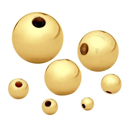 2 - 14/20 Yellow Gold-Filled Seamless Round Beads - 8mm