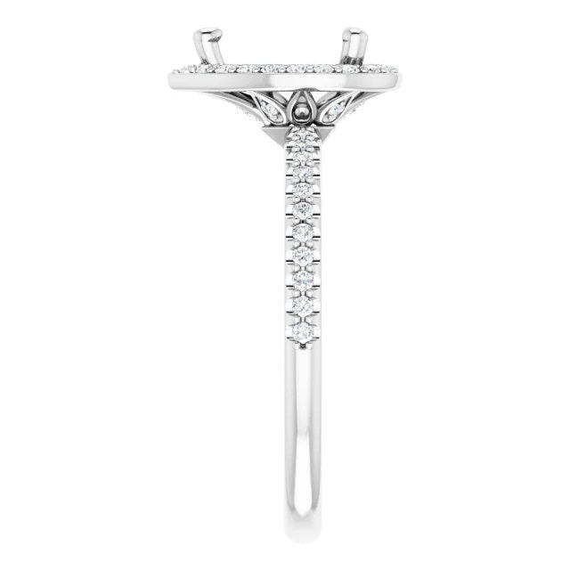 14K White Gold Round or Pear Ring Mounting,  1/5 CTW Natural Diamond Semi-Set Engagement Ring