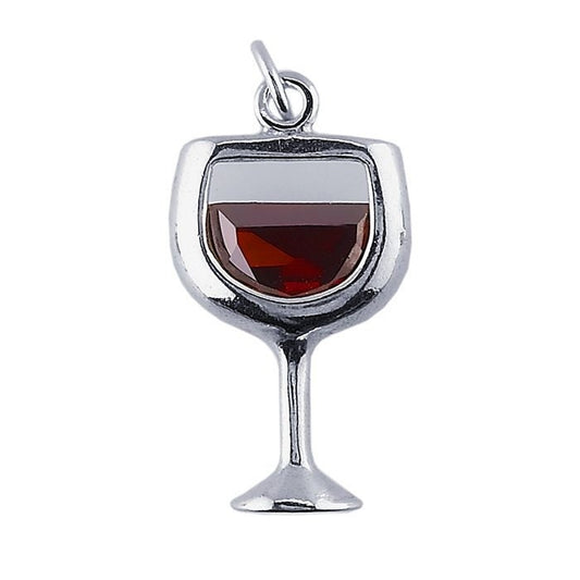 Sterling Silver Red Wine Glass Charm