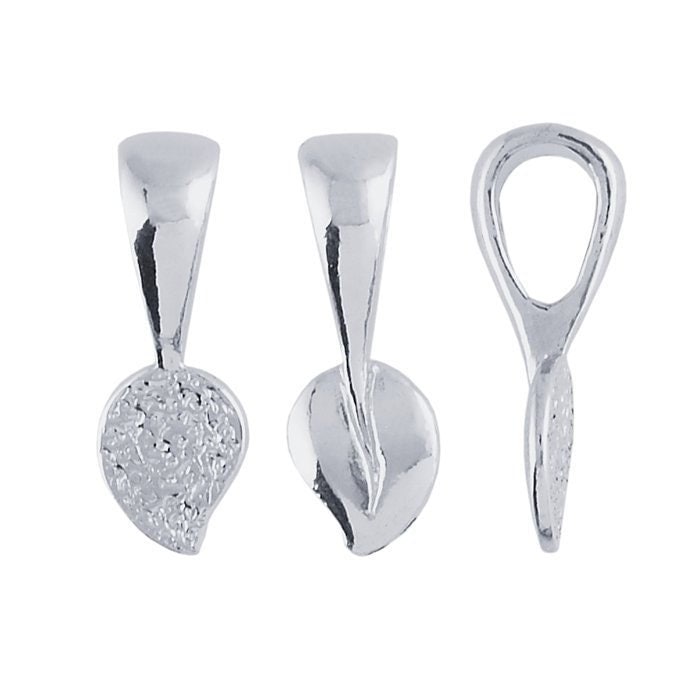 Sterling Silver or Argentium Leaf Glue-On Pendant Bail, choose your size....