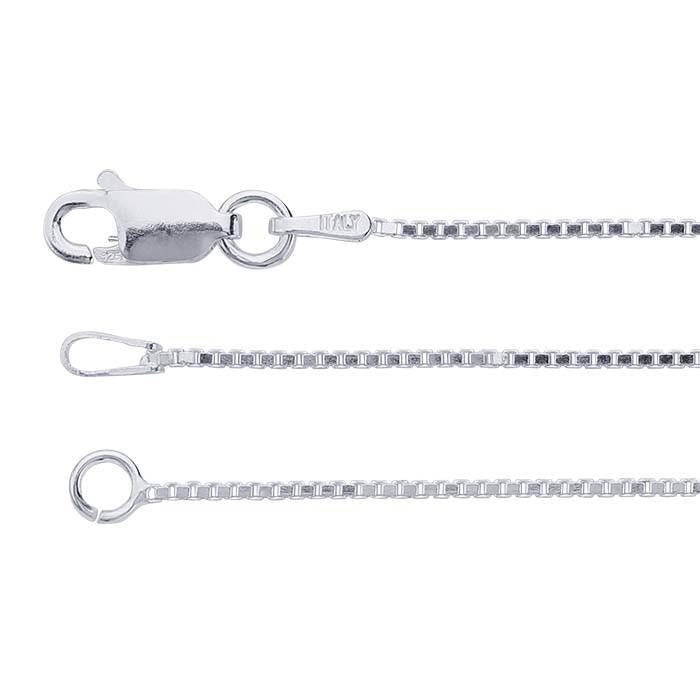 Sterling Silver 1mm Box Chain Necklace: Festoon Component, 16/18 Inch