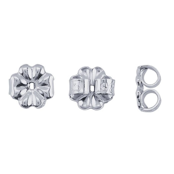 Sterling Silver Ear Nuts, Scalloped Edge, 5.5mm