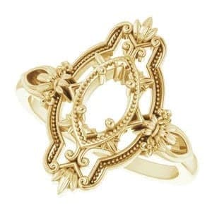 Vintage-Inspired 14k White Gold Marquise Ring Mounting