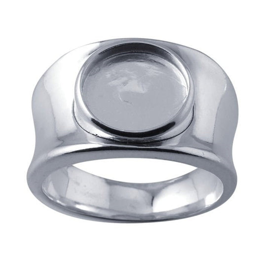 Sterling silver concave band with 10mm round ring mounting