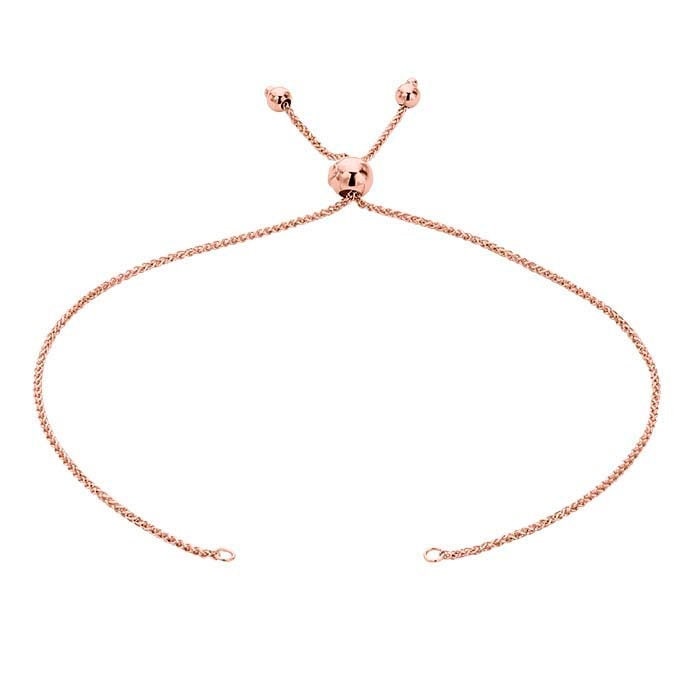14k Gold Diamond-Cut Wheat Chain Bracelet Component: Adjustable Slider, 8 Inch