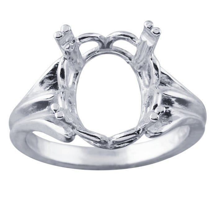 Sterling silver oval ready set ring mounting, ring blank,