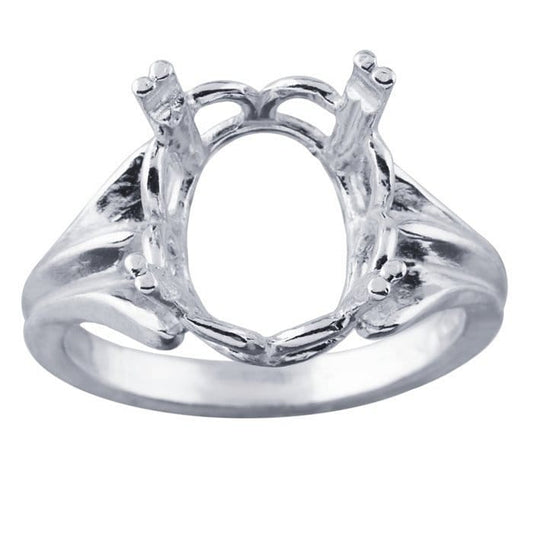 Sterling silver oval ready set ring mounting, ring blank,