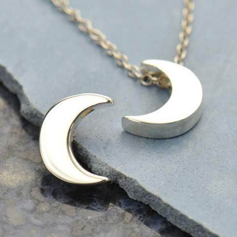 1 sterling silver bead - large moon 12x9mm
