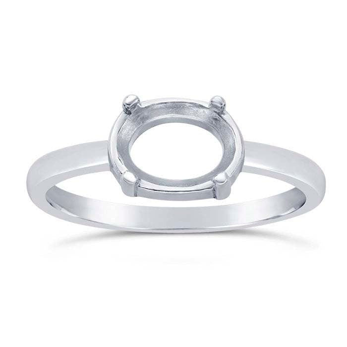 Sterling silver oval ring mounting, choose your size